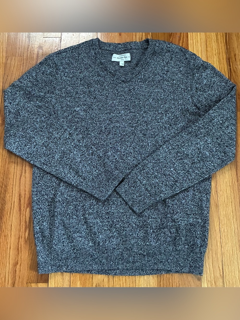 Hawker Rye Gray V-Neck Pullover Long Sleeve Cotton Cashmere Sweater Men’s Size L